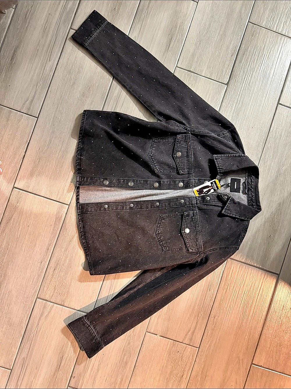 Express Studded Denim Jacket Black Jean Jacket Medium